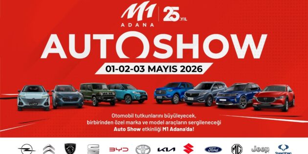 Otomotiv sektörünün seçkin markaları 01-02-03 Mayıs 2026 tarihlerinde M1 Adana Alışveriş Merkezi’nde düzenlenecek “OTO SHOW “etkinliği ile bir araya geliyor.